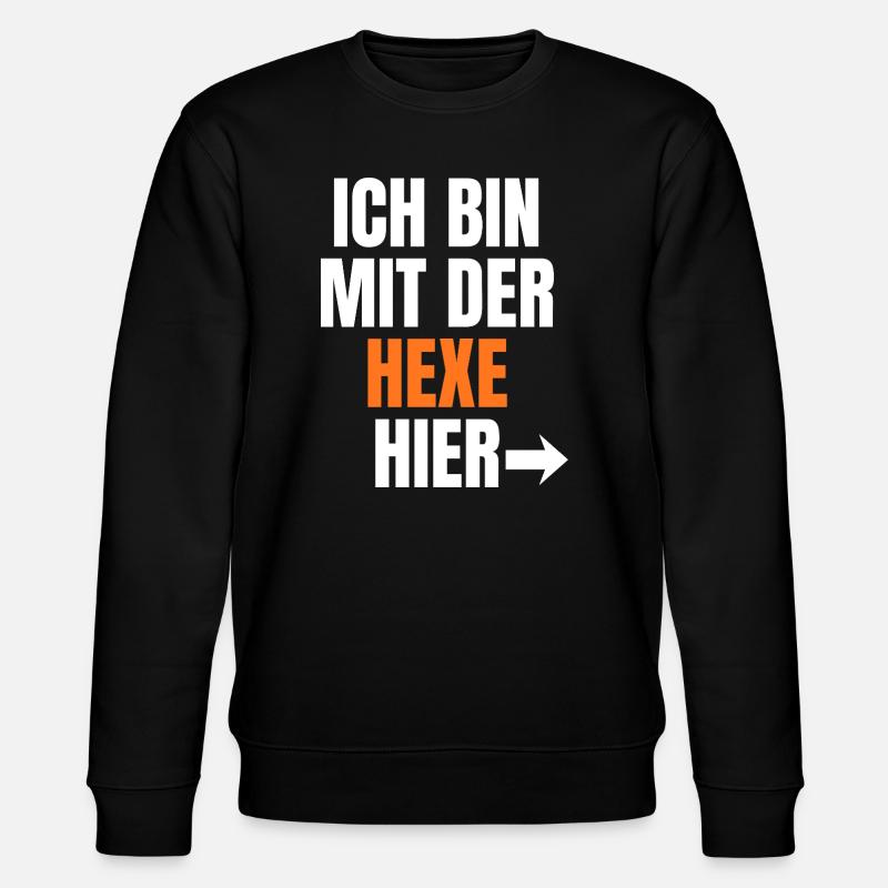 Ich bin bei der Hexe hier - Stanley/Stella Unisex Bio-Sweatshirt CHANGER  - Schwarz