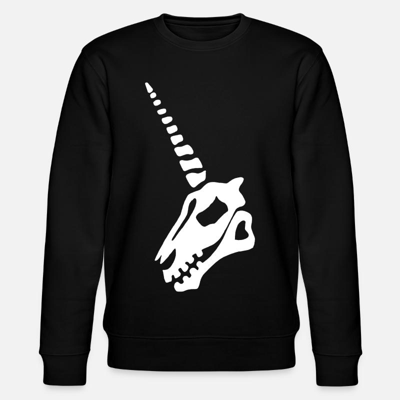Weißer Einhorn Schädel - Stanley/Stella Unisex Bio-Sweatshirt CHANGER  - Schwarz
