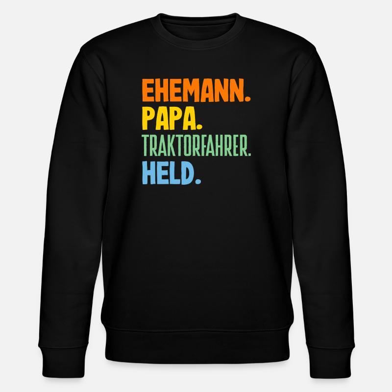 Ehemann Papa Traktorfahrer Held - Stanley/Stella Unisex Bio-Sweatshirt CHANGER  - Schwarz