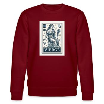 Virgo Star Sign - Astrology - Stanley/Stella CHANGER Unisex Organic Sweatshirt - burgundy - Front - Nik (191cm) & Marisol (170cm)