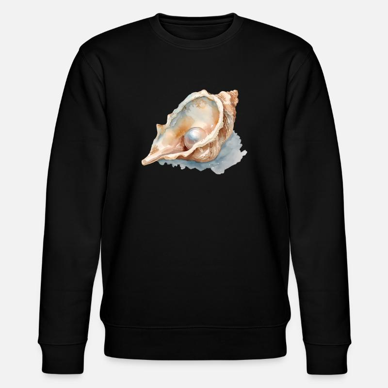 Aquarell Muschel mit Perle - Stanley/Stella Unisex Bio-Sweatshirt CHANGER  - Schwarz
