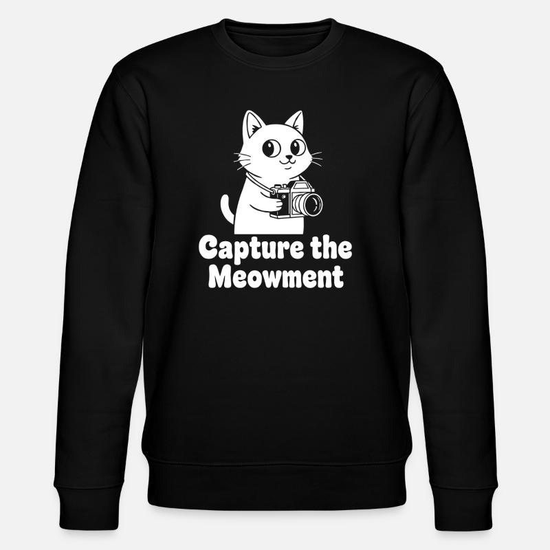 Meowment Camera Cat Motif - Stanley/Stella CHANGER Unisex Organic Sweatshirt - black