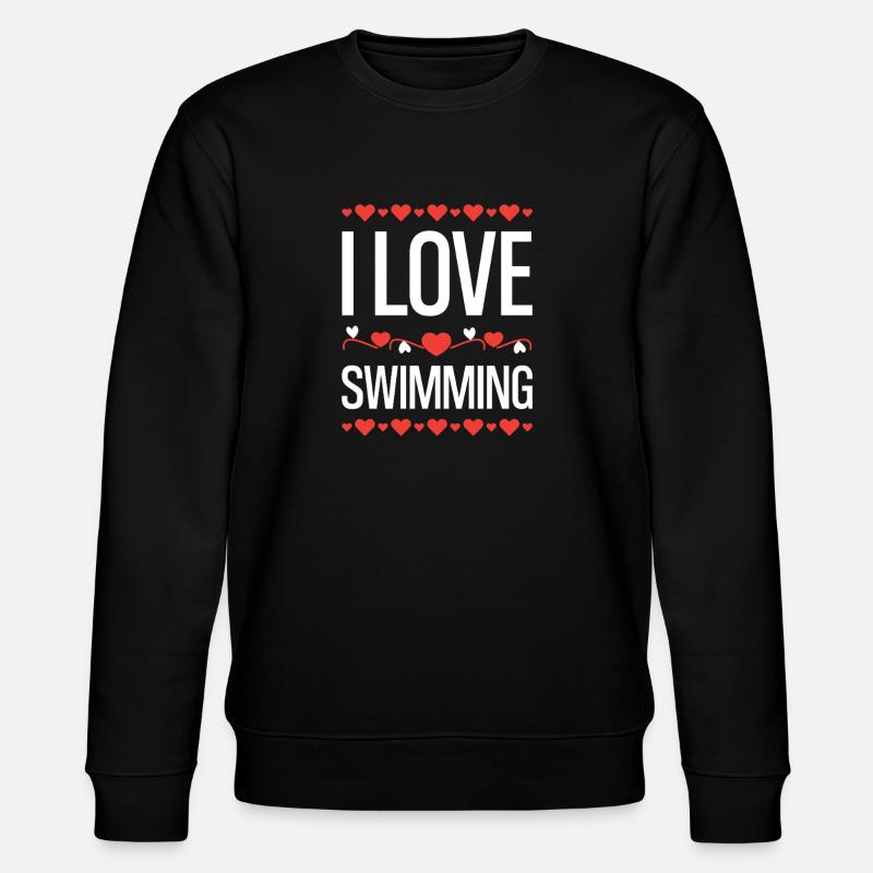 I Love Swimming - Stanley/Stella Unisex Bio-Sweatshirt CHANGER  - Schwarz