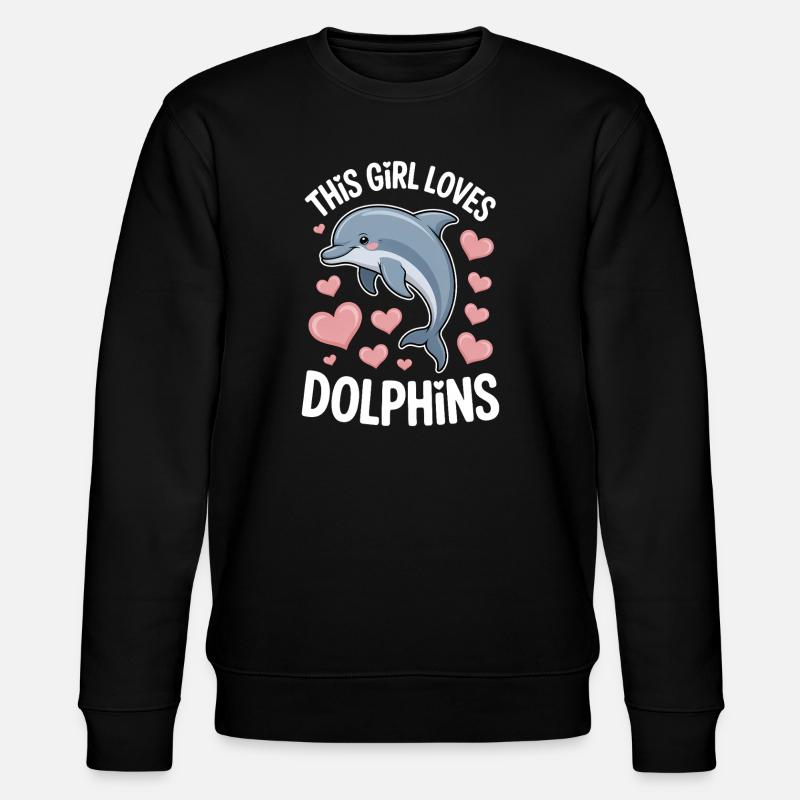 Delfin Spruch Mädchen Lustiges Delfin Geschenk - Stanley/Stella Unisex Bio-Sweatshirt CHANGER  - Schwarz