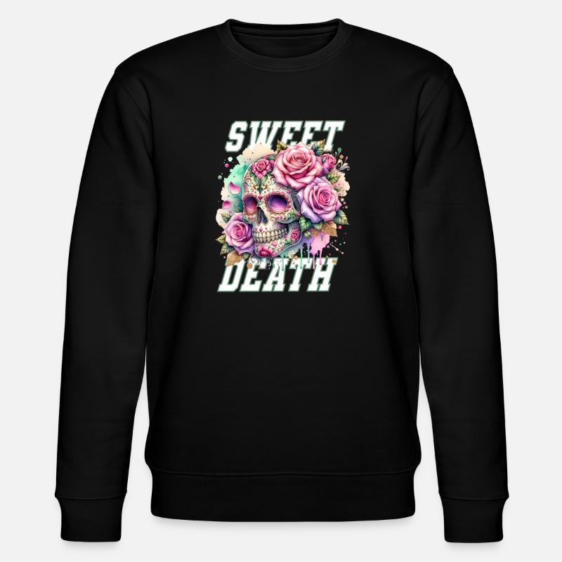 Blumen Schädel Schönheit Blühen - Stanley/Stella Unisex Bio-Sweatshirt CHANGER  - Schwarz