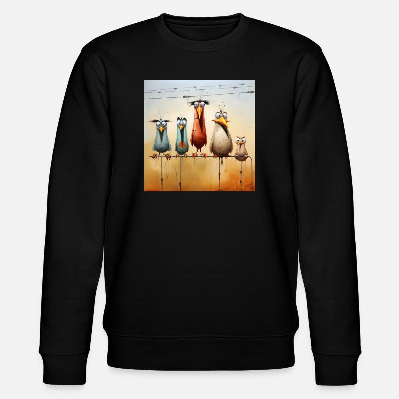 Vogelschar am Draht - Stanley/Stella Unisex Bio-Sweatshirt CHANGER  - Schwarz