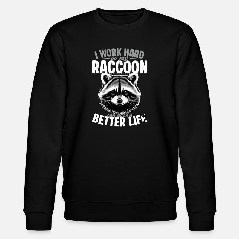 Funny Raccoon - Stanley/Stella Unisex Bio-Sweatshirt CHANGER  - Schwarz