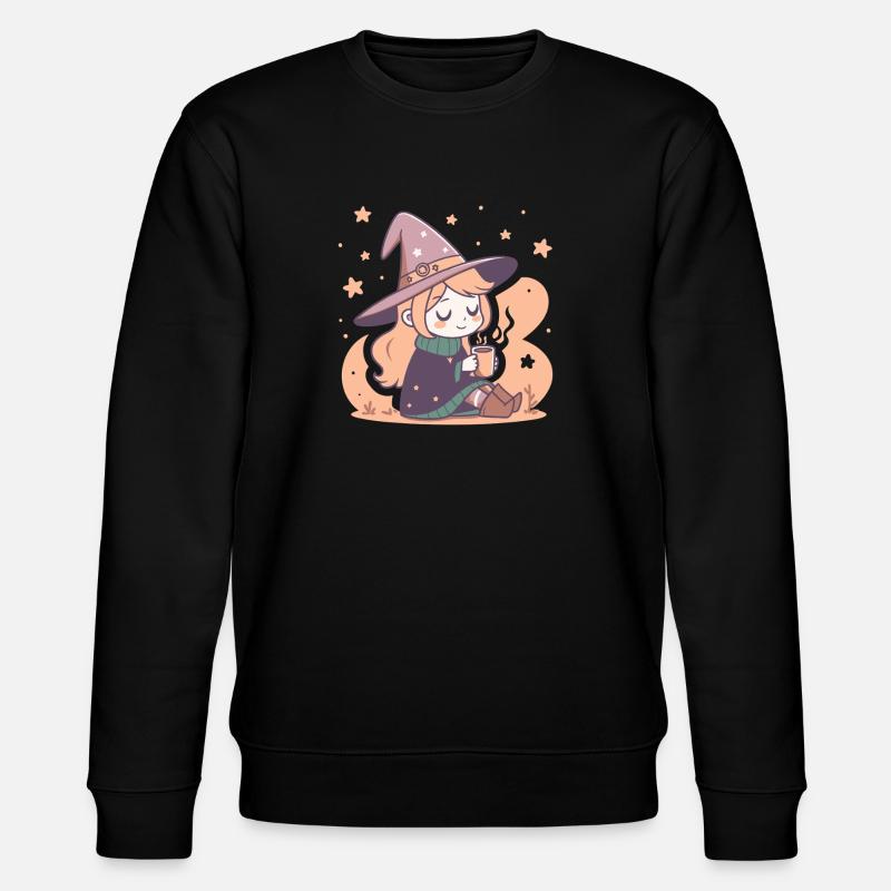 Cute Witch Cozy and Kawaii Tea - Stanley/Stella CHANGER Unisex Organic Sweatshirt - black