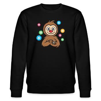 Weihnachts-Faultier Cartoon mit Schneeflocken - Stanley/Stella Unisex Bio-Sweatshirt CHANGER  - Schwarz - Vorne - Nik (191cm) & Marisol (170cm)