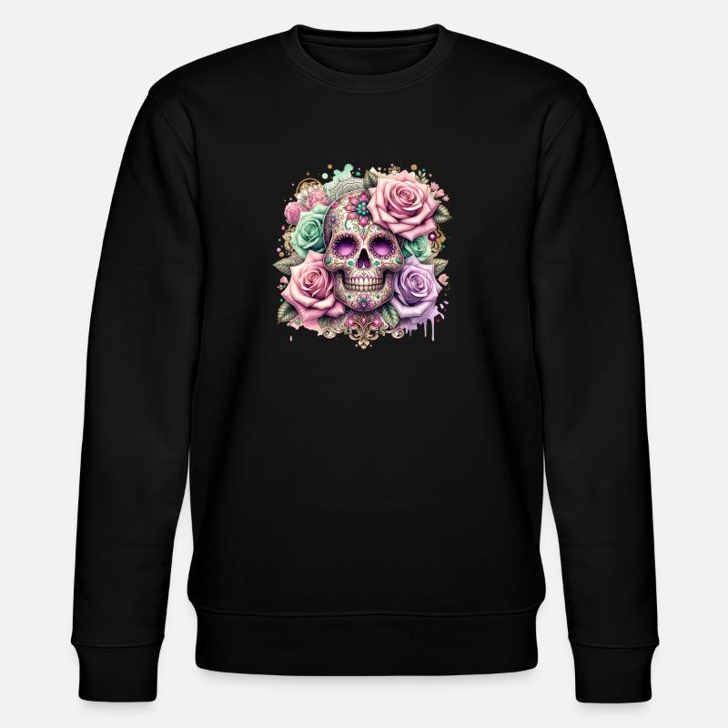 Fleurs Crâne Beauté Floraison - Sweat bio CHANGER Stanley/Stella Unisexe - noir