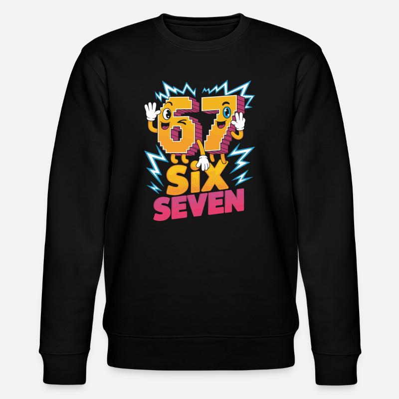 Sechs Sieben Zeichentrickfiguren Design - Stanley/Stella Unisex Bio-Sweatshirt CHANGER  - Schwarz
