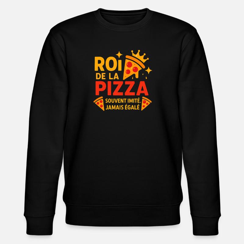 König der Pizza gekrönt - Stanley/Stella Unisex Bio-Sweatshirt CHANGER  - Schwarz