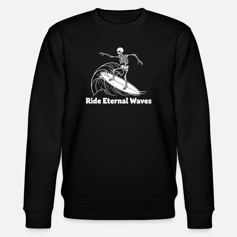 Skeleton Surfer Eternal Waves - Stanley/Stella CHANGER Unisex Organic Sweatshirt - black