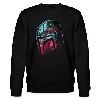 Star Wars: Mandalorian Verspiegelter Helm  - Stanley/Stella Unisex Bio-Sweatshirt CHANGER  - Schwarz - Vorne - Nik (191cm) & Marisol (170cm)