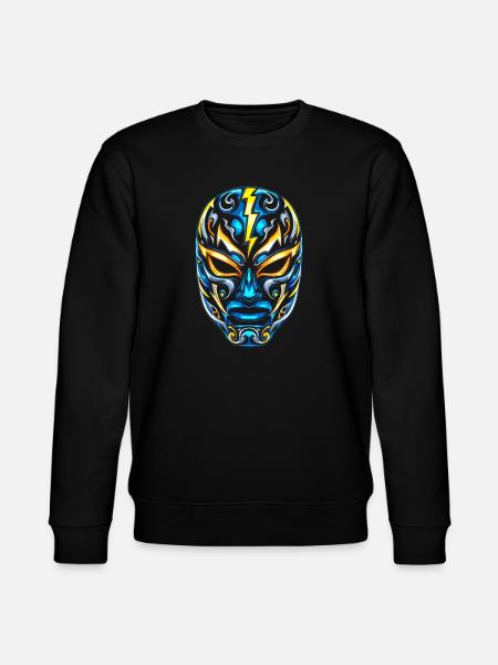 Flash Masks Lucha Neon Blue Gold - Stanley/Stella CHANGER Unisex Organic Sweatshirt - black