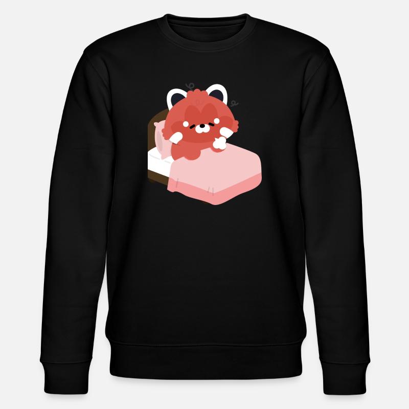 Tired Red Panda on Bed - Stanley/Stella CHANGER Unisex Organic Sweatshirt - black