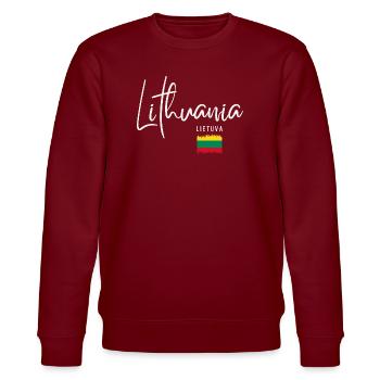 Lithuanian roots, flag of Lithuania - Stanley/Stella CHANGER Unisex Organic Sweatshirt - burgundy - Front - Nik (191cm) & Marisol (170cm)
