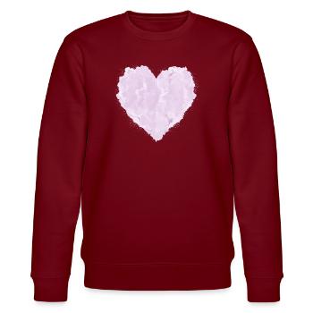 Pink heart in cloud look – soft design - Stanley/Stella CHANGER Unisex Organic Sweatshirt - burgundy - Front - Nik (191cm) & Marisol (170cm)