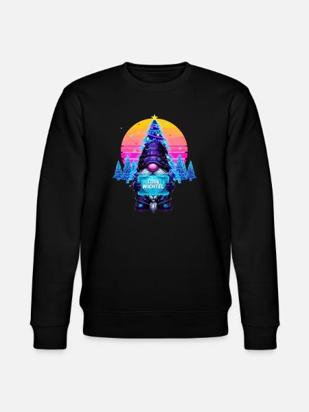 Cyberpunk Code Wichtel - Synthwave Xmas Nerd - Stanley/Stella Unisex Bio-Sweatshirt CHANGER - Schwarz