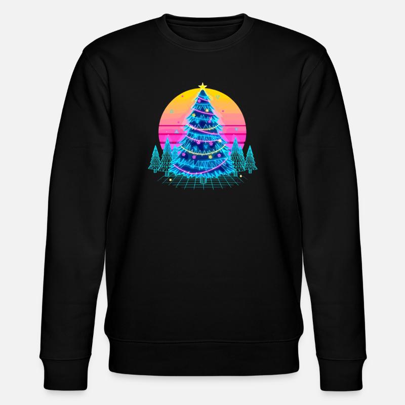 Neon Christmas Tree Sunset - Stanley/Stella CHANGER Unisex Organic Sweatshirt - black