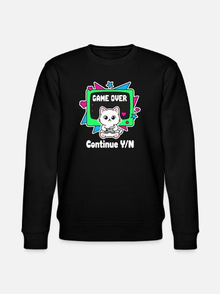 Retro Katzen Controller Game Over - Stanley/Stella Unisex Bio-Sweatshirt CHANGER  - Schwarz