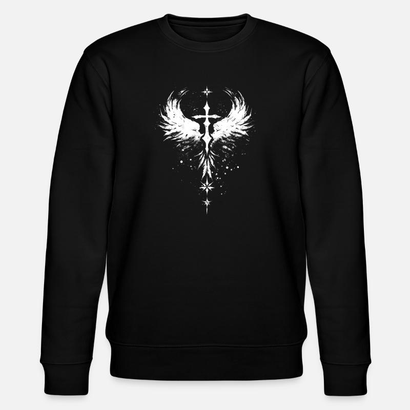 Goth Kreuz mit Engelflügel Gothic - Stanley/Stella Unisex Bio-Sweatshirt CHANGER - Schwarz