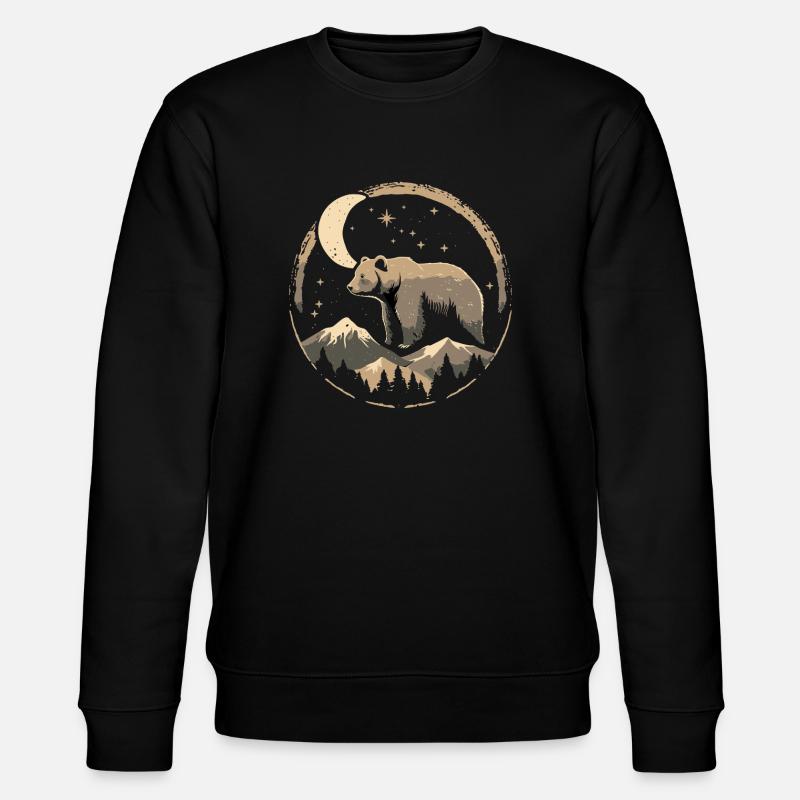 Mondpfad Bär in Berglandschaft - Stanley/Stella Unisex Bio-Sweatshirt CHANGER  - Schwarz