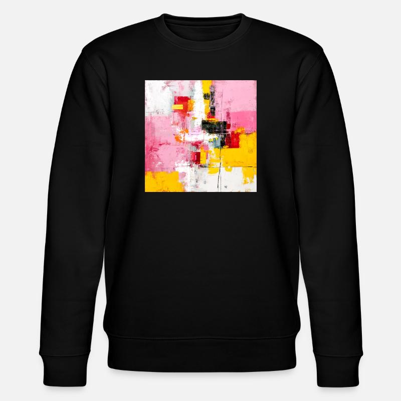 Abstrakte Farbblöcke Pink Gelb - Stanley/Stella Unisex Bio-Sweatshirt CHANGER - Schwarz