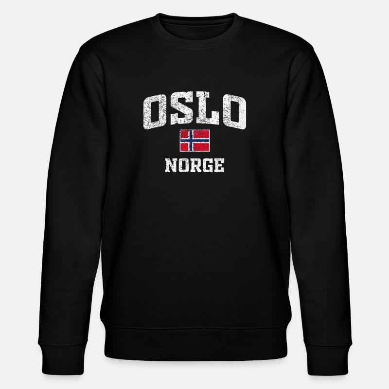 Oslo Norge Distressed Flag Tee - Stanley/Stella Unisex Bio-Sweatshirt CHANGER  - Schwarz