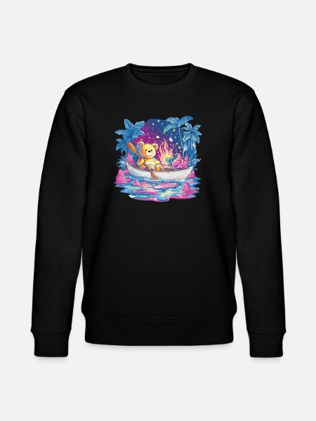Teddy Boat Dream Under Starry Sky - Stanley/Stella CHANGER Unisex Organic Sweatshirt - black