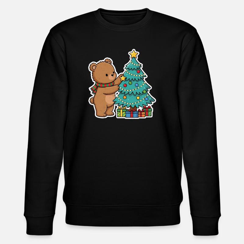 Weihnachtsbär mit Weihnachtsbaum und Geschenken - Stanley/Stella Unisex Bio-Sweatshirt CHANGER - Schwarz