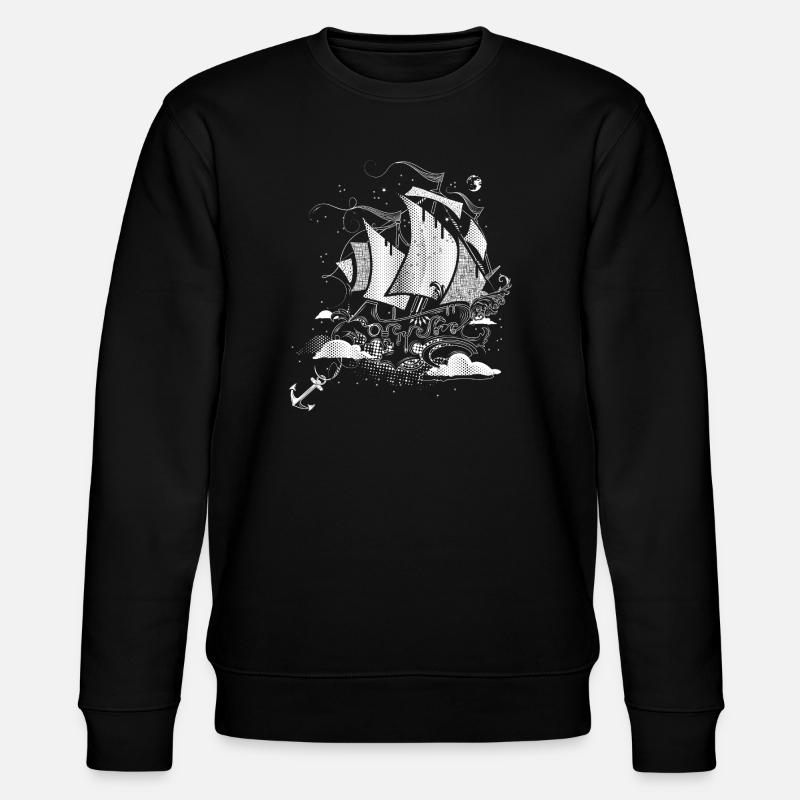 Fantastisches Segelschiff  Retro-Illustrationsstil - Stanley/Stella Unisex Bio-Sweatshirt CHANGER  - Schwarz
