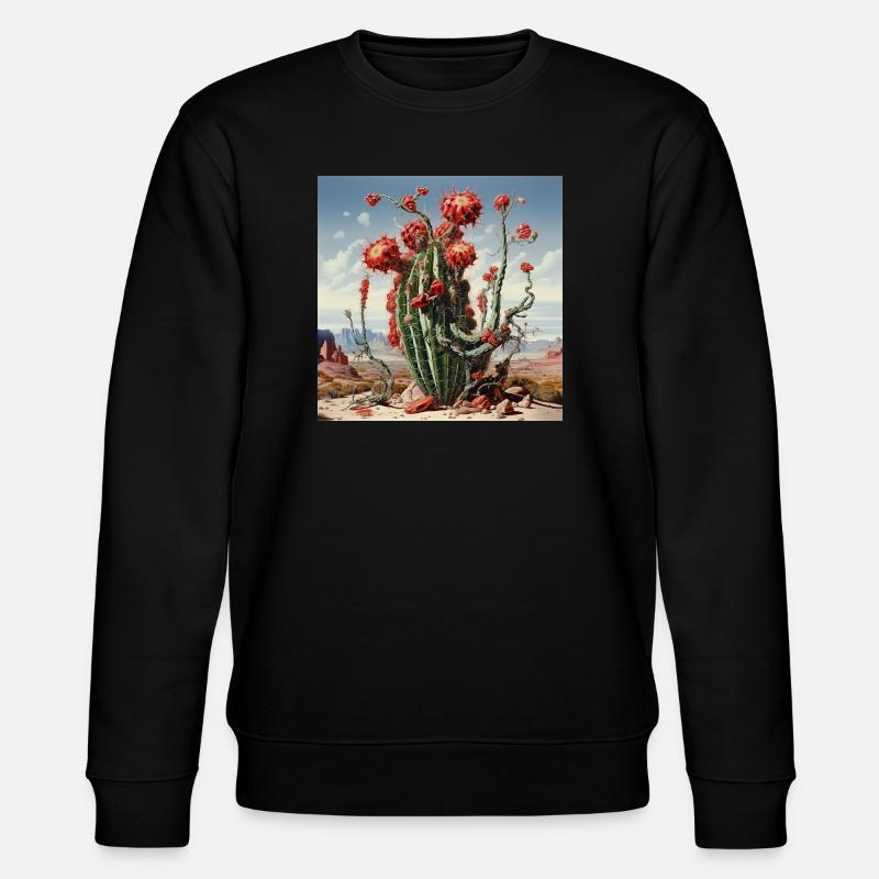 Cactus du désert aux fleurs rouges - Sweat bio CHANGER Stanley/Stella Unisexe - noir