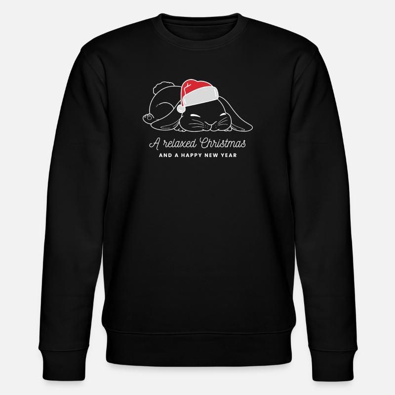 Entspannter Weihnachts-Hase mit Mütze - hell - Stanley/Stella Unisex Bio-Sweatshirt CHANGER - Schwarz