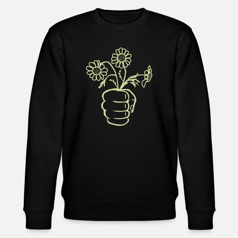 Eine Faust Hand mit Blumenstrauß - Stanley/Stella Unisex Bio-Sweatshirt CHANGER  - Schwarz