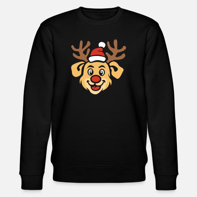 Fröhlicher Weihnachts-Hund mit Geweih - Stanley/Stella Unisex Bio-Sweatshirt CHANGER  - Schwarz