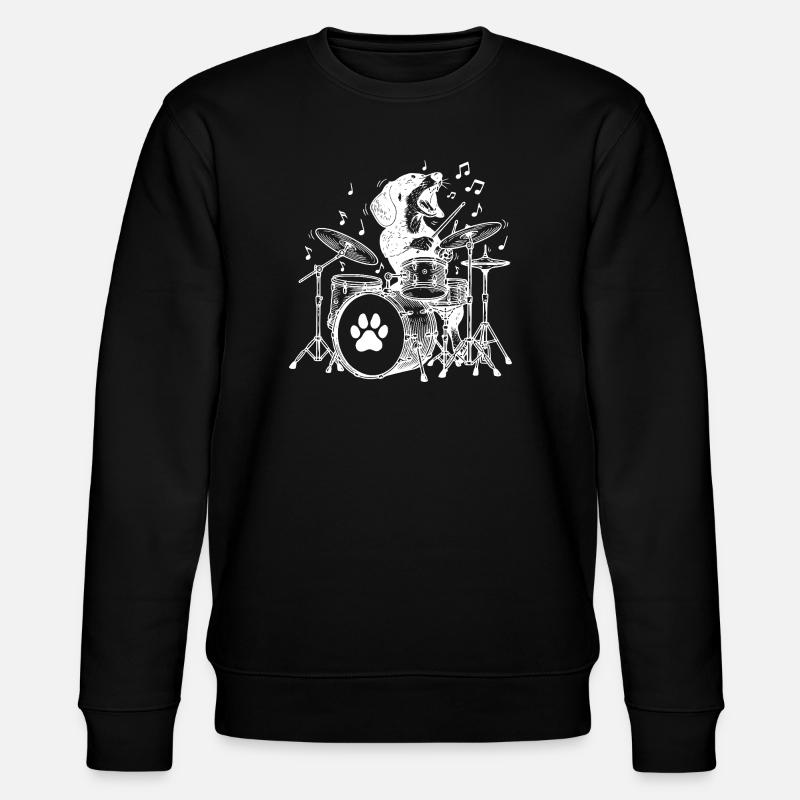 Musikalischer Dackel Trommler - Stanley/Stella Unisex Bio-Sweatshirt CHANGER  - Schwarz