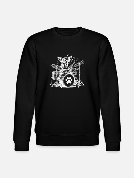 Musical Chihuahua Drummer - Stanley/Stella CHANGER Unisex Organic Sweatshirt - black