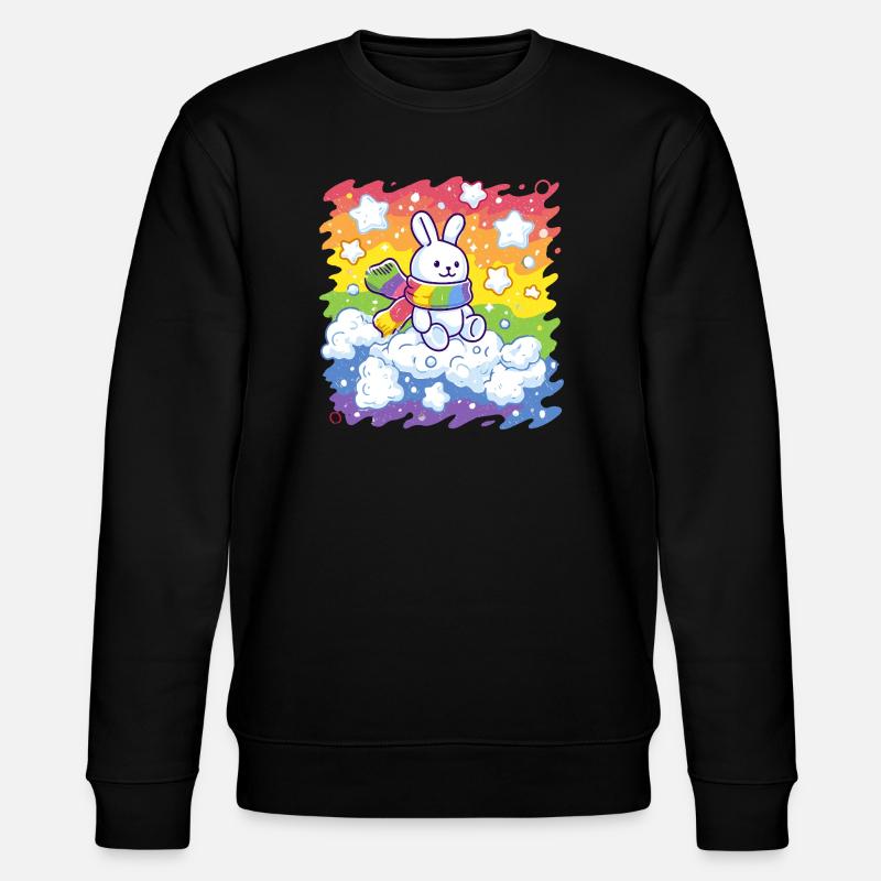 Regenbogenhase auf Wolke - Stanley/Stella Unisex Bio-Sweatshirt CHANGER - Schwarz