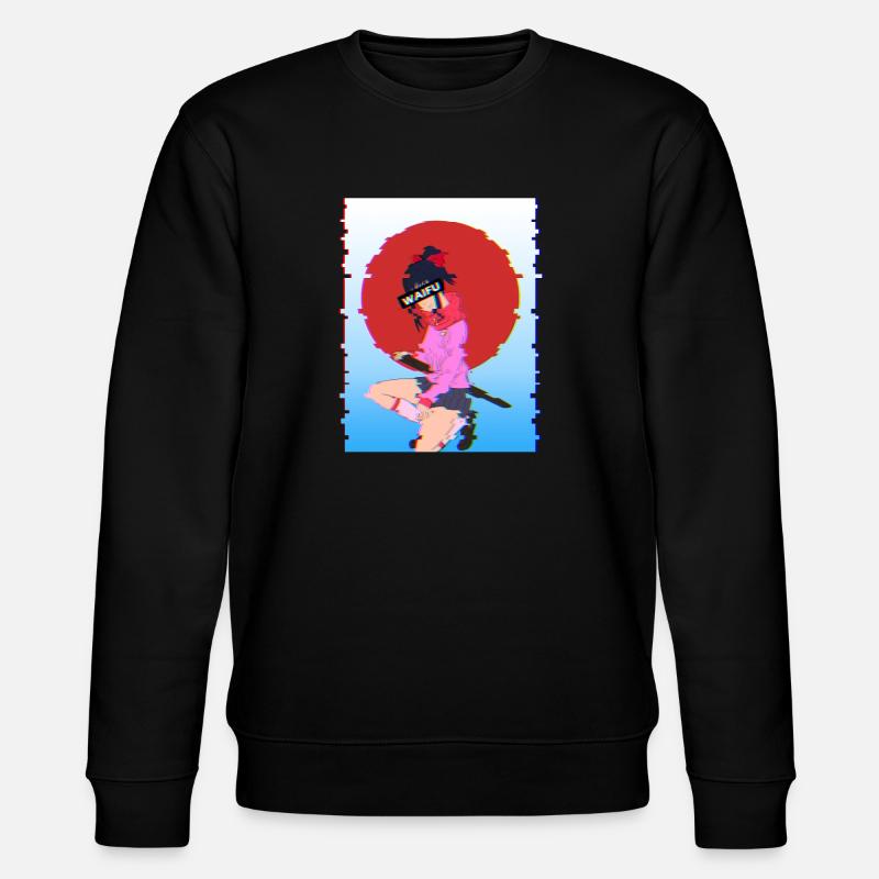 Glitch Samurai Waifu: Vaporwave-Ästhetik - Stanley/Stella Unisex Bio-Sweatshirt CHANGER - Schwarz