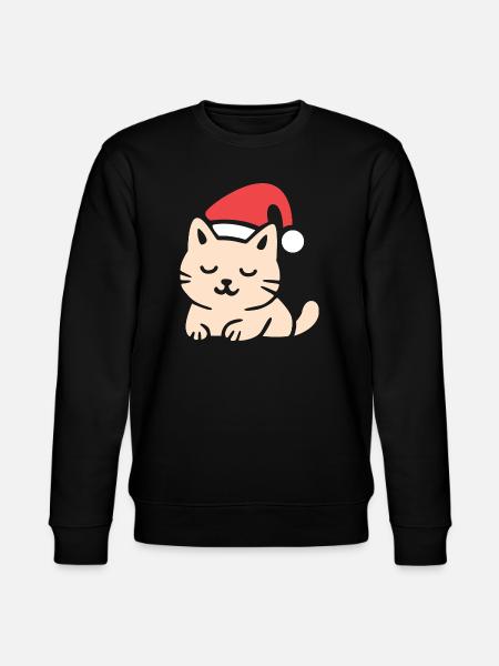Cute Christmas Cat in Comfy Style - Stanley/Stella CHANGER Unisex Organic Sweatshirt - black