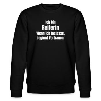 Ich bin Reiterin Vertrauen Loslassen - Stanley/Stella Unisex Bio-Sweatshirt CHANGER  - Schwarz - Vorne - Nik (191cm) & Marisol (170cm)