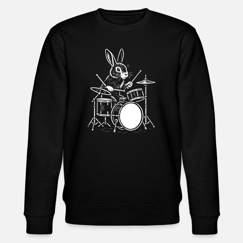 Rhythm Rabbit Drummer - Stanley/Stella CHANGER Unisex Organic Sweatshirt - black