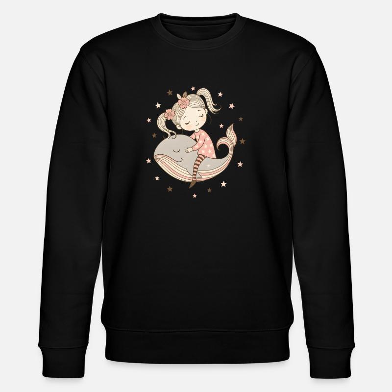 Traumhaftes Mädchen reitet auf Wal - Stanley/Stella Unisex Bio-Sweatshirt CHANGER  - Schwarz