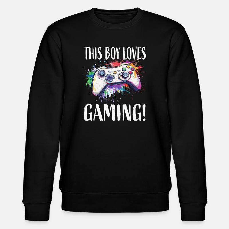 This Boy Loves Gaming - Stanley/Stella Unisex Bio-Sweatshirt CHANGER  - Schwarz