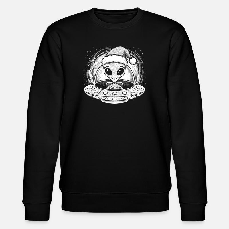 Winteralien im UFO Santa - Stanley/Stella Unisex Bio-Sweatshirt CHANGER  - Schwarz