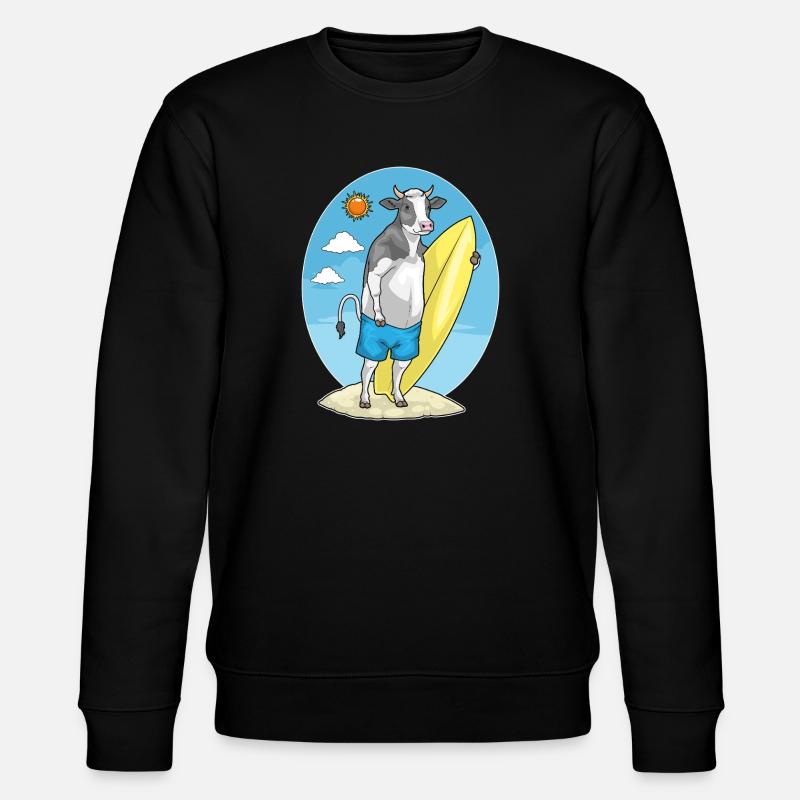 Cow Beach Surfboard Summer - Stanley/Stella CHANGER Unisex Organic Sweatshirt - black