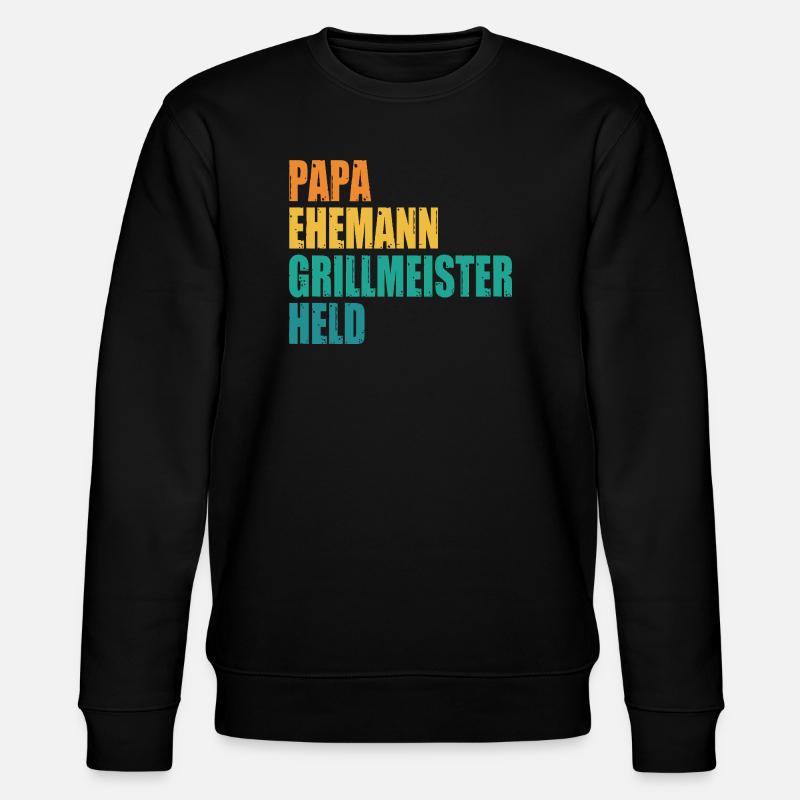 Papa Ehemann Grillmeister Held - Stanley/Stella Unisex Bio-Sweatshirt CHANGER  - Schwarz