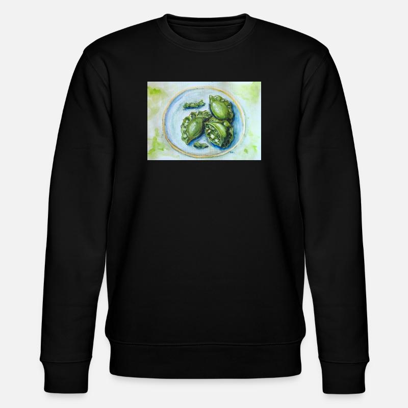 Leuchtend grüne Knödel: Aquarell-Essenskunst - Stanley/Stella Unisex Bio-Sweatshirt CHANGER  - Schwarz