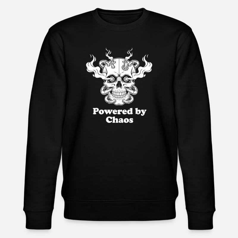 Chaos Flames Skull Pattern - Stanley/Stella CHANGER Unisex Organic Sweatshirt - black